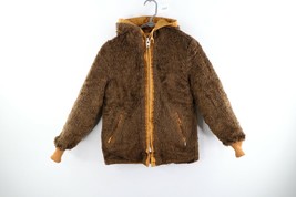 Vintage 60s Streetwear Boys Large Reversible Sherpa Fleece Hooded Parka Jacket - £34.79 GBP