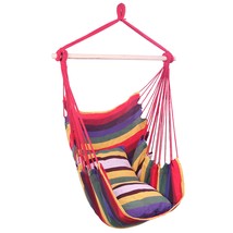 Distinctive Cotton Canvas Hanging Rope Chair with Pillows Rainbow - £26.37 GBP