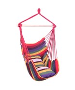 Distinctive Cotton Canvas Hanging Rope Chair with Pillows Rainbow - £25.99 GBP