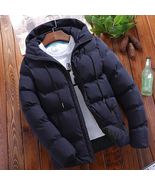 Mens Winter Coats Men Autumn and Winter Solid Zipper Hooded Loose Outdoo... - €58,73 EUR