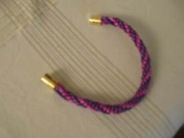 Kumihimo Beaded Bracelet 8&quot; in shades of pink and lavender (item 109) - £7.86 GBP