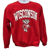 90s VTG UNIVERSITY OF WISCONSIN BADGERS RED ATHLETICS M Crew Neck NCAA   - $21.84
