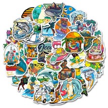 50 Pcs Handmade Animal Beach Surfing Stickers - for Laptop, Skateboard, Guitar,  - £7.90 GBP