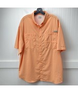 Columbia PFG Button Up Shirt Mens XL Orange Omni Shade Short Sleeve Vent... - £15.09 GBP