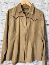 North River Country Womens Shirt L / XL Tan Faux Suede Western Pearl Snap - $226.65 MXN
