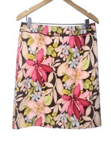 Talbots Silk Blend Floral Straight Skirt Size 12 Stretch Back Slit Caree... - $18.99
