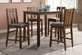 Naha 5-Piece Modern Counter Height Dining Set with High Chair in Brown Finish - £553.42 GBP