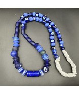 Mix lot vintage cobalt blue evil eye glass beads beaded necklaceGift - $94.38 CAD