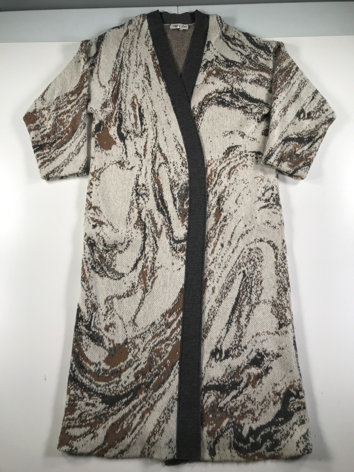 Vintage St John Strickjacke Größe M Abstrakt Grau Angora Kaschmir Offen ... - £148.32 GBP