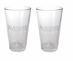 Alaskan Brewery Signature Pint Glass - Satin White Logo - Set of 2 - £15.44 GBP