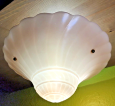 Vintage Art Deco Frosted Pink Satin Glass 11&quot; 3-Chain Ceiling Dome Light Shade - £79.55 GBP