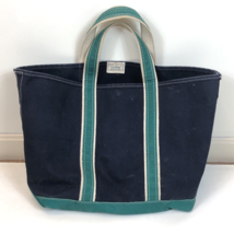Vintage 80s LL Bean Boat &amp; Tote Canvas Bag Navy Blue &amp; Green Crinkle Tag XL - £388.12 GBP