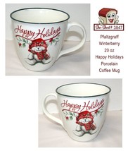 Pfaltzgraff Winterberry Happy Holidays Teddy Bear Coffee Mug 20 oz Christmas Cup - £11.76 GBP