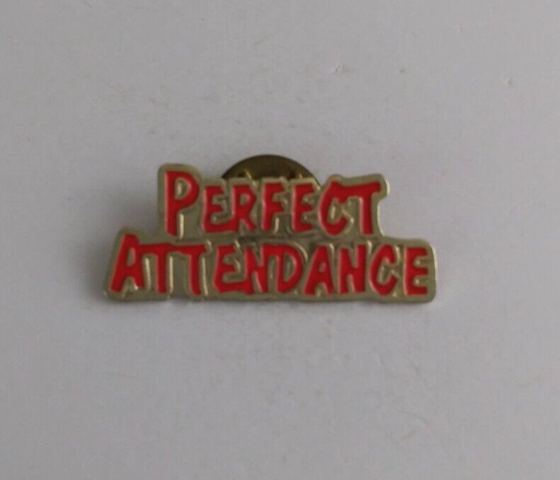 Perfect Attendance Red &amp; Gold Tone Lapel Hat Pin - $7.43