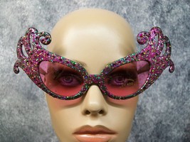 Purple Green Glitter Dame Costume Glasses Retro Cat Eye Edna Face Furnit... - $13.95