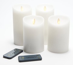 Luminara Flameless 5&quot;&amp;7&quot; Smooth and Glitter 4-Pack Candle Set in White - £147.31 GBP