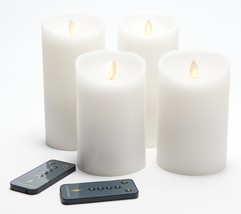 Luminara Flameless 5&quot;&amp;7&quot; Smooth and Glitter 4-Pack Candle Set in White - £138.42 GBP