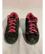 YOUTH GIRLS HEELYS BLACK PINK 1 WHEELED SKATING LACE UP ATHLETIC SHOES - $19.57