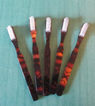 Set Of 5 Alan Stuart Rare Vintage Toothbrushes- Black, Brown, Tan Designs -NOS - $12.99