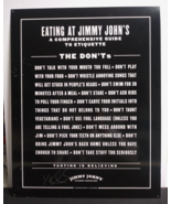Authentic Jimmy Johns Etiquette THE DONT&#39;S Metal Tin Sign 22&quot;h x 17.25&quot;w... - £62.92 GBP