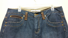 TOMMY HILFIGER Jeans Womens 14 Leather Patch &amp; Belt Loops Blue Denim Pants Large - £22.34 GBP