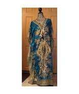 Women Long Kaftan Women One Size Maxi Dress Beach Caftan Poncho Blue - $13.86