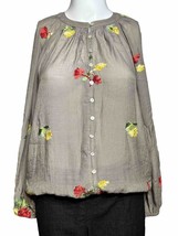 Fig &amp; Flower Blouse Small Embroidered Top  Cottagecore Boho Anthropologie - £15.27 GBP