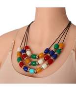 Elegant Women&#39;s 3_Strands Fashion Multi color Beads Necklace  - £14.34 GBP
