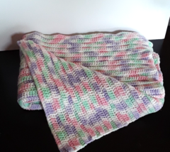 Hand Crocheted Baby Blankets Pink Purple Soft Blanket - £8.91 GBP