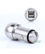 STAINLESS STEEL USB CAR CHARGER ADAPTOR SMARTPHONE RECHARGEABLE SILVER B... - $12.97 CAD