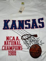 NWT University Of Kansas Vintage T-shirt 1988 80s NCAA College Basketball sz XL - £38.84 GBP
