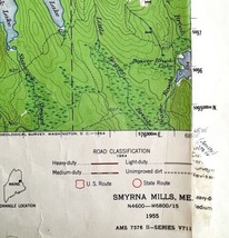 Map Smyrna Mills Maine 1955 Topographic Geo Survey 1:62500 Antique 21x17... - $37.49