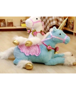 100cm Jumbo Blue Unicorn Plush Giant Soft Stuffed Animal Horse Toy - £95.64 GBP