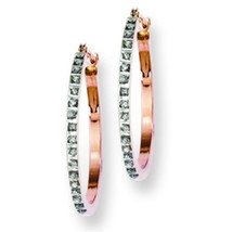 14K Rose Gold Diamond Fascination Round Hinged Hoop Earrings Jewerly - £152.44 GBP