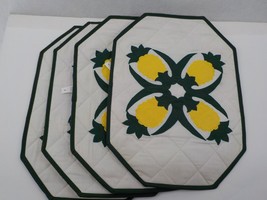 SOUTH SEA QUILT SET OF 4 FABRIC KITCHEN PLACE MATS OCTOGON SHAPED PINEAPPLE - $5.99