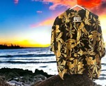 Hawaiian Vintage Collection Shirt Men&#39;s XL Black Gold Floral Button Up EUC - $21.77