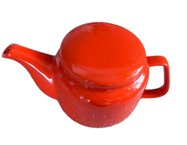 Nice Mid Century Modern Flame Orange TEA POT ThinkTea Ceramic Sleek Clean Lines - £26.07 GBP