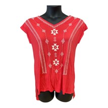 NWT Cupio Size MEDIUM Bright Strawberry Colored Aztec Sleeveless Top Shirt Boho - £7.63 GBP