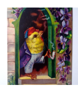 Easter Postcard Fantasy Dressed Baby Chick Fez Hat Smoking Pipe Gel Germ... - £23.61 GBP