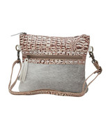 Myra Bags #6216 Leather, Hairon 11&quot;x9.75&quot; Crossbody~Back White Leather~R... - £44.88 GBP
