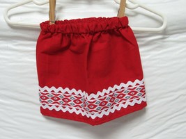 New Native American Seminole Newborn Infant Handmade Ribbon Skirt Red White  - $26.72