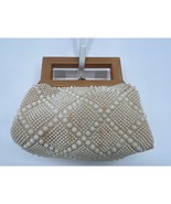 Vintage Koppi la Regale Ltd Cream Beaded Purse Bag Clutch Bakelite Handl... - $36.19