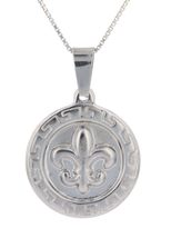 Jewelry Trends Stainless Steel Fleur De Lis Pendant on 20 Inch Box Chain Necklac - £30.29 GBP