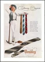 1950s Wembley &quot;Lustrous Look&quot; Men&#39;s Ties PRINT AD Glowing Elegance BX3 - $140.88 MXN