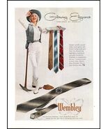 1950s Wembley &quot;Lustrous Look&quot; Men&#39;s Ties PRINT AD Glowing Elegance BX3 - $139.67 MXN