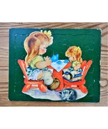 1961 Sifo Co Child &amp; Doll Tea Party Preschool Inlaid Jigsaw Puzzle Made ... - $20.81 CAD