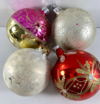 Vintage Lot 4  Rauch Unbranded Glass Christmas Ball Ornaments - £19.77 GBP