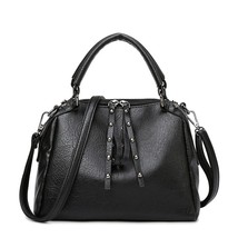 FUNMARDI Vintage Soft Women Bag PU Leather Shoulder Bag Rivet Tassel Female Hand - £38.74 GBP