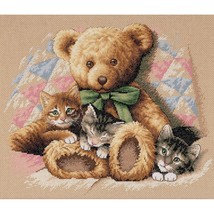 Dimensions Counted Cross Stitch Kit 14X12-Teddy &amp; Kittens (14 Count) - $63.49
