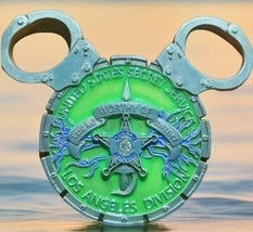 Disneyland Mickey Ears Green Disney Challenge Coin U.S. Secret Service Office - £13.39 GBP